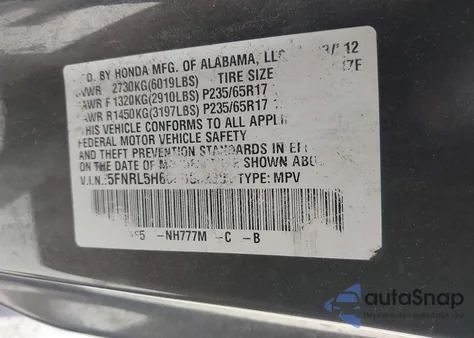 2012 Honda Odyssey Exl from USA, damaged, VIN 5FNRL5H68CB035380